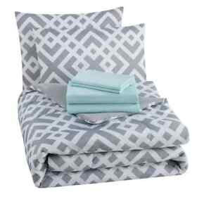 Ozj00gsckssa-di Mainstays Gray Geometric 8 Piece Bed In A Bag Comforter Set With Sheets King