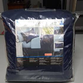 Ms07-001-80996-01 Mainstays Twin 6-piece Navy Comforter Set With Sheets And Pillow Shams