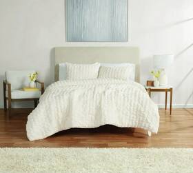 Ms1501030822-05 Mainstays 3-piece Seersucker Comforter Set Cream F/q All Ages Unisex