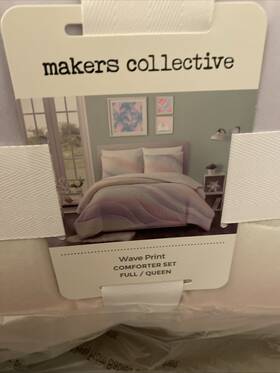 Makers Collective 041808183878 Full/queen Wave Print Nwt Comforter Set-