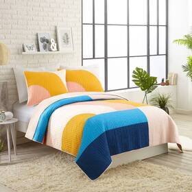 82277708 Makers Collective 3pc King Modshapes Quilt Set Dark Pink - Ampersand For