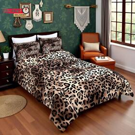 Manfei 744759501004 Leopard Comforter Set Full Size Brown Bedding 3pcs For Kids Teens Room Decor