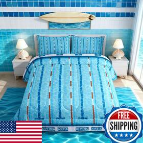B0cmv1frvh Manfei Swimming Kids Comforter Set Full Sizeswim Sports Games Modern Fashion