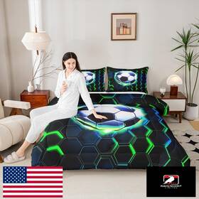 B0fjxll7k5 Manfei Football Comforter Set Full Size Soccer Game Ball Sports Kids Bedding Geomet