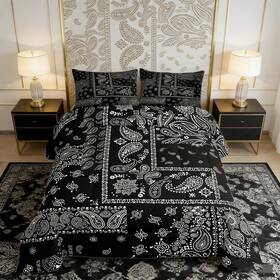 Zzrs15805zc-bzab Manfei Paisley Comforter Set Queen Size Boho Style Jacquard Flower Bedding