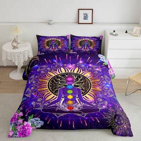Zzrs211zc-bz Manfei Usf Yoga Chakras Comforter Set Full Size Boho Mandala Bedding