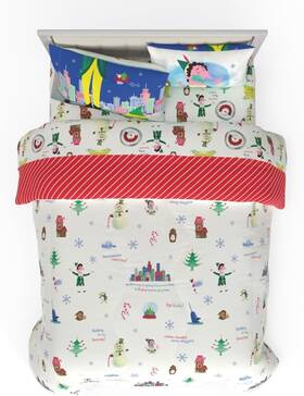 7c1848 Manufacturing Company Inc Elf Movie Christmas Bedding Set 7 Piece Queen Size Holiday Reversible Microfib