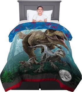 Nl6638 Manufacturing Company Inc Kids Bedding Super Soft Microfiber Reversible Comforter Twin/full Jurassic Wor