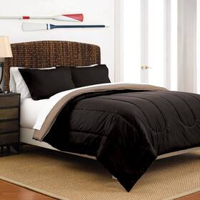 1c11984 Martex 028828984166 Reversible King Size 3-piece Comforter Set Black/beige