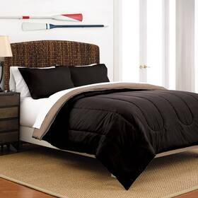 81964351 Martex Full/queen Reversible Comforter Set Black/khaki -
