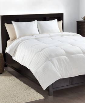 Martha Stewart 732999620128 White King Allergy Wise Down Alternative Stripe Comforter Hotel