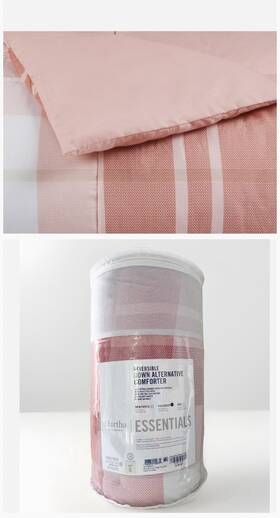 Martha Stewart 766370149632 Essentials Down Alternative Plaid Reversible Comforter Full/queen