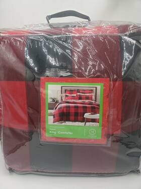Martha Stewart 766390179343 Holiday Collection Comforter Flannel Buffalo Plaid King