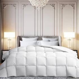 Martha Stewart 788904923051 White Goose Feather Down Fiber Comforter Queen Size- All Season Duvet Insert