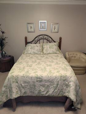 Wpl-8046 Martha Stewart Queen Comforter And Shams Eco-ordinates Bird Green Blue French