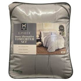 Members Mark 193968285968 100% Polyester Down Alternative Comforter Set Soft Silver King