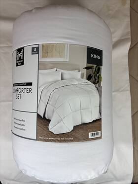 Members Mark 193968351557 100% Polyester Down Alternative Comforter Set White King