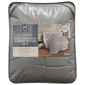 990299922 Members Mark Down Alternative 2pc Comforter Set Soft Silver Twin/twin Xl