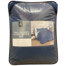 990320323 Members Mark Down Alternative 3pc Comforter Set Blue Full/queen