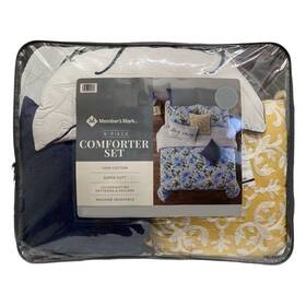 193968210847-p Members Mark Ny 8 Piece Cotton Comforter Set With Throw Pillows Zoe Blue