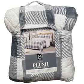 193968410360-p Members Mark Ny 3-piece Plush Sherpa Comforter And Sham Set Full/queen