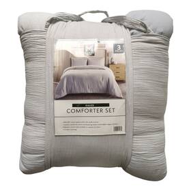 193968455699-p Members Mark Ny 3-piece Cotton Gauze With Solid Reverse Comforter Set Full/queen