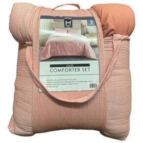 193968455750-p Members Mark Ny 3-piece Solid Cotton Gauze Comforter Set King