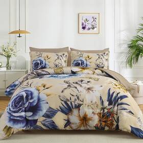 Menghomeus B0fhcyrm5l Grey Comforter Set King 7 Piece Bed In A Bag Floral Bedding