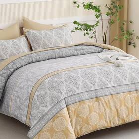 Rs16ab090929q7u-p Menghomeus Boho Comforter Set Queen Size 7 Piece Bed In A Bag Yellow And Grey Comfor