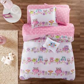 52327814 Mi Zone Queen Striking Sara Adorable Owl Print Ultra Soft Kidsft Comforter Set With