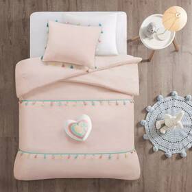 89279013 Mi Zone Full/queen Jamie Tassel Kidsft Comforter Set With Heart Shaped Throw