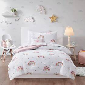 89279018 Mi Zone Twin Natalie Rainbow And Metallic Stars Kidsft Comforter Set With