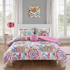 Mi Zone Kids 086569062642 Camille Comforter Set Vibrant Flowers Design All Season Teen Bedding