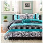 Mi Zone Twin Comforter Set For Adults 4 Piece Txl Black White Teal Bedding Leopard Print 729129113049