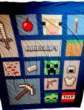 Minecraft Jf24078cd Icons Adventure Twin Full Comforter Blanket Sham Pillowcase Set