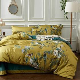 Mi05288-q Mixinni Garden Style Cotton Flowers And Birds Pattern Printed Duvet Cover