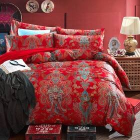 Miyy006-q Mixinni Red Paisley Comforter Sets Queen Size Bed Shabby Chic Print All Sea