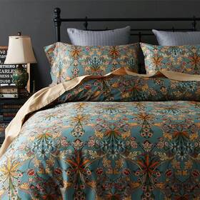 Miyy3902-f Mixinni Blue Boho Floral Full Comforter Set 1 And 2 Pillowcases Multi-colored