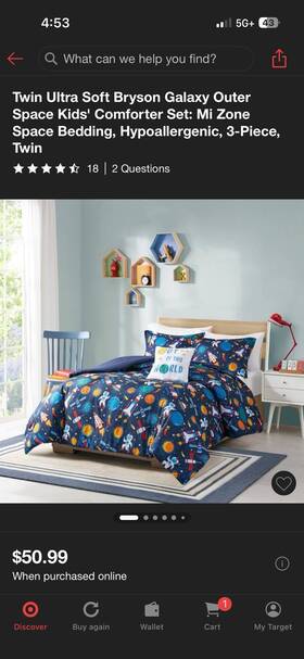 Mzk10-214 Mizone Kids Galaxy Space Twin Comforter Set Hypoallergenic 3-piece Bedding