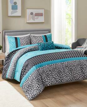 Mz10-483 Mizone Mi Zone King Comforter Set 4-pcs Microfiber Bedroom Linen Machine Washable Teal