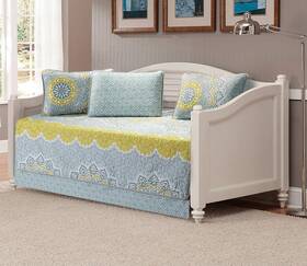 8541805490 Mk Home 5pc Daybed Medallion Yellow Coastal Plain Grey Green White