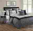 Mln-8cs-quen-gh-bg Geneva Home New Melanie 8pc Embroidery Comforter Set Queen Black Grey 841323105429
