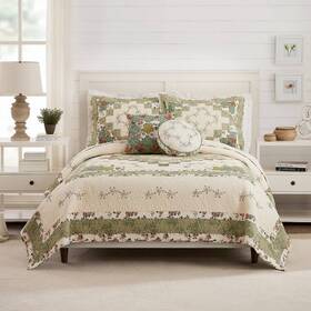 89715670 Modern Heirloom 3pc Full/queen Olivia Quilt Bedding Set Green -