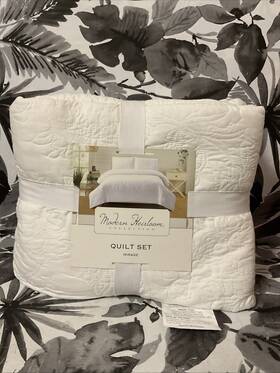 94251316 Modern Heirloom 3pc Full/queen Stitched Quilt Set White