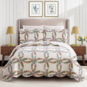 94893907 Modern Heirloom 3pc Full/queen Dahila Chain Quilt Bedding Set