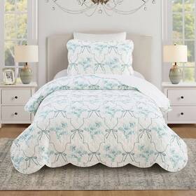 94893909 Modern Heirloom 2pc Twin/twin Xl Floral Frames Quilt Bedding Set Blue