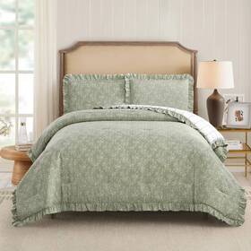 94893913 Modern Heirloom 3pc Full/queen Floral Ruffle Comforter Bedding Set Assorted
