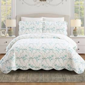 94893915 Modern Heirloom 3pc Full/queen Floral Frames Quilt Bedding Set Blue