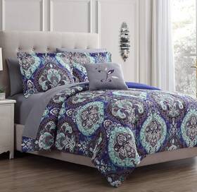 Modern Threads 445031986924 8 Piece Printed Reversible Complete Bed Set Cathedral Full