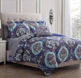 4bdstprtg-ctd-qn Modern Threads Cathedral 8-piece Printed Reversible Bed In A Bag King